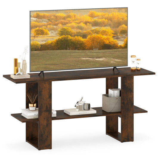 2-Tier TV Stand with Storage for TVs up to 55 Inch Console Table with Open Shelf-White LuxuryLifeWay Online Store