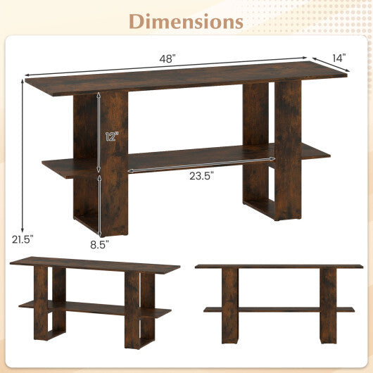 2-Tier TV Stand with Storage for TVs up to 55 Inch Console Table with Open Shelf-White LuxuryLifeWay Online Store