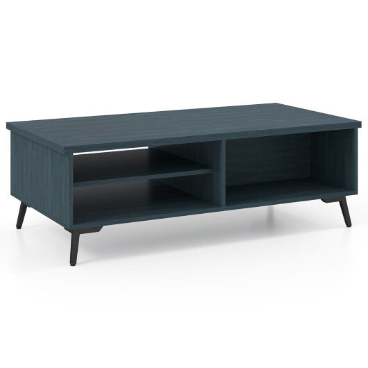 2-Tier Mid Century Modern Coffee Table with Storage Shelves Compartments-Walnut LuxuryLifeWay Online Store