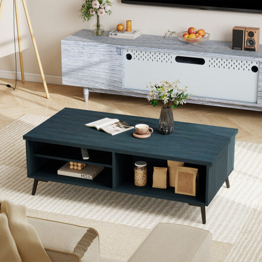 2-Tier Mid Century Modern Coffee Table with Storage Shelves Compartments-Walnut LuxuryLifeWay Online Store