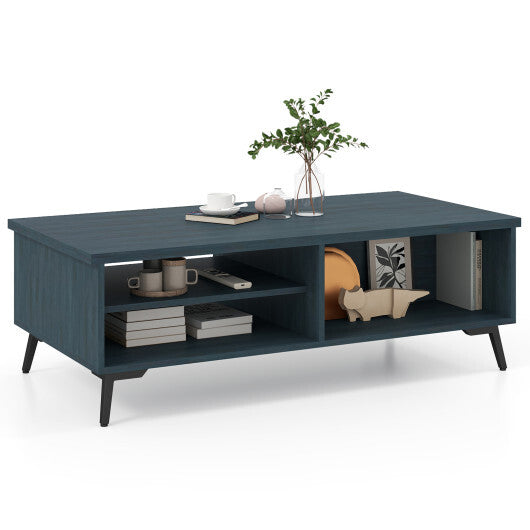 2-Tier Mid Century Modern Coffee Table with Storage Shelves Compartments-Walnut LuxuryLifeWay Online Store