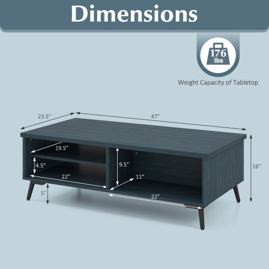 2-Tier Mid Century Modern Coffee Table with Storage Shelves Compartments-Walnut LuxuryLifeWay Online Store