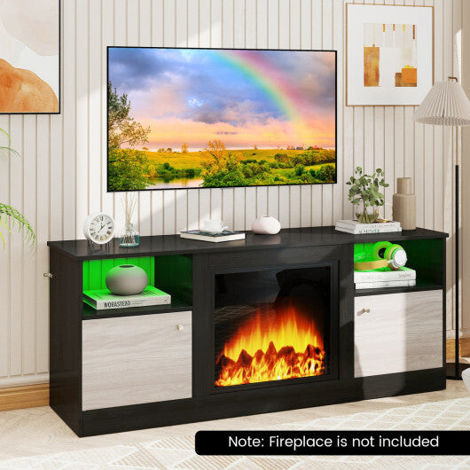 Entertainment Center with Adjustable Shelf & Open Compartment for 65" TVs-Black LuxuryLifeWay Online Store