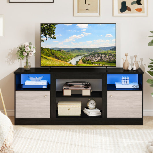 Entertainment Center with Adjustable Shelf & Open Compartment for 65" TVs-Black LuxuryLifeWay Online Store