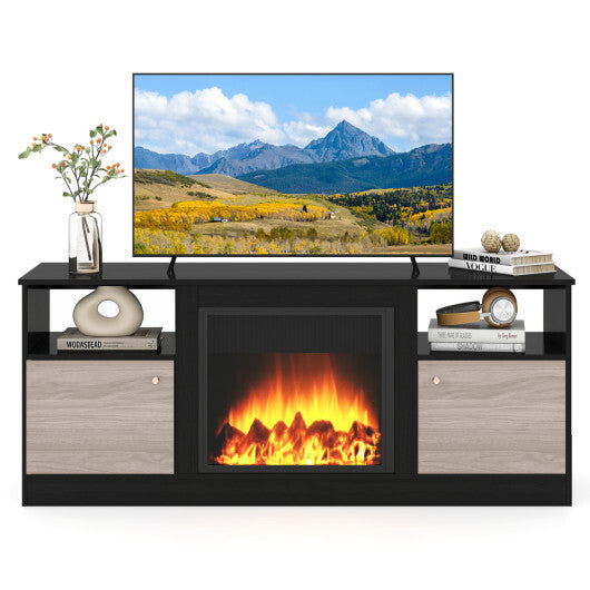 Entertainment Center with Adjustable Shelf & Open Compartment for 65" TVs-Black LuxuryLifeWay Online Store