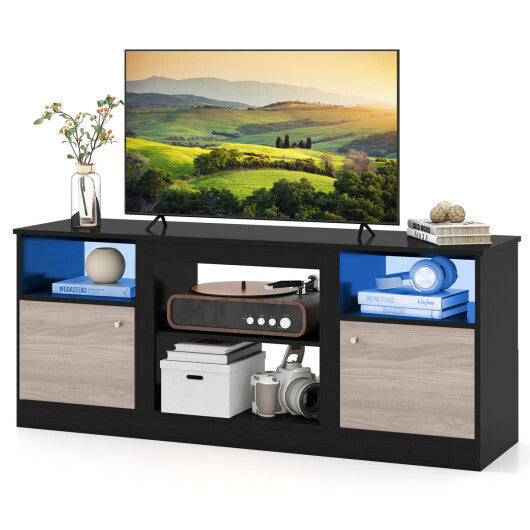 Entertainment Center with Adjustable Shelf & Open Compartment for 65" TVs-Black LuxuryLifeWay Online Store