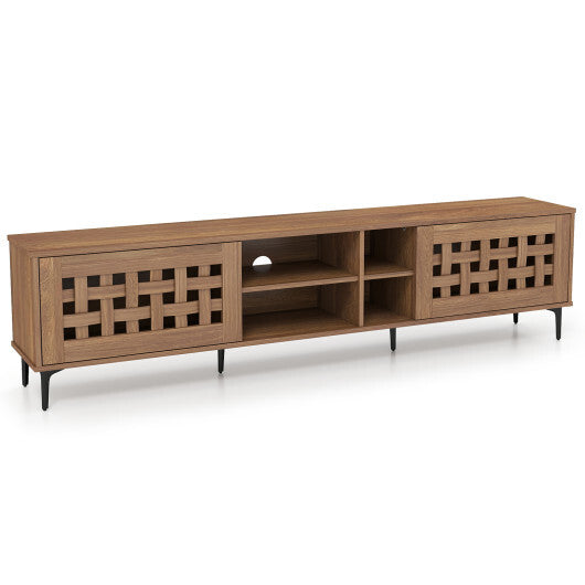 TV Stand for TVs up to 80" with 2 Doors and Storage Cabinets-Walnut LuxuryLifeWay Online Store