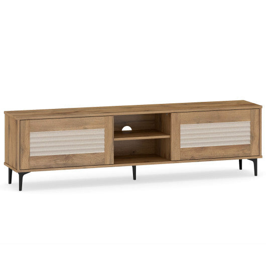 TV Stand for TVs up to 70 Inch Waveform Fluted Entertainment Center-Oak LuxuryLifeWay Online Store