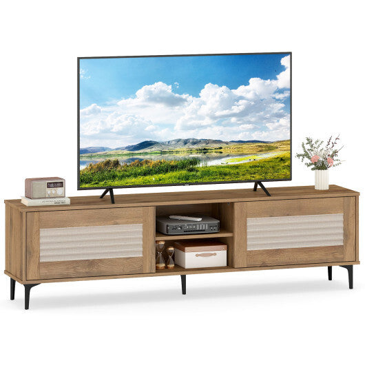 TV Stand for TVs up to 70 Inch Waveform Fluted Entertainment Center-Oak LuxuryLifeWay Online Store