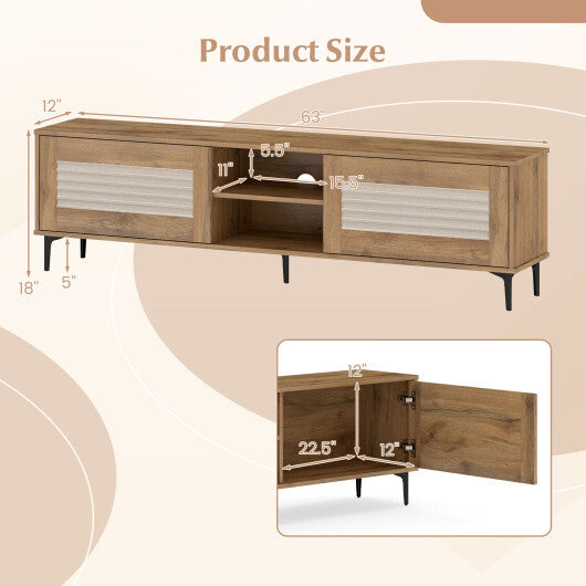 TV Stand for TVs up to 70 Inch Waveform Fluted Entertainment Center-Oak LuxuryLifeWay Online Store
