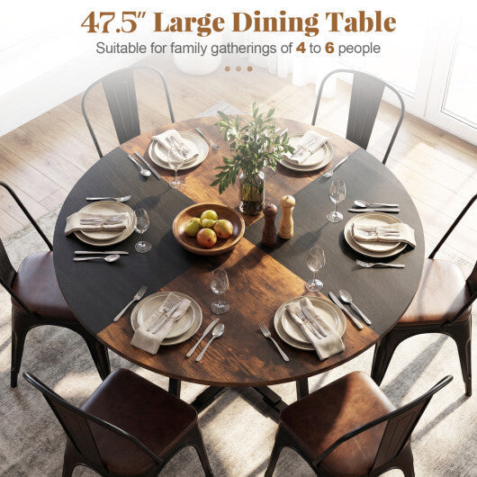 Round Dining Table for 4-6 with Storage Shelf and Metal Legs-Gray LuxuryLifeWay Online Store