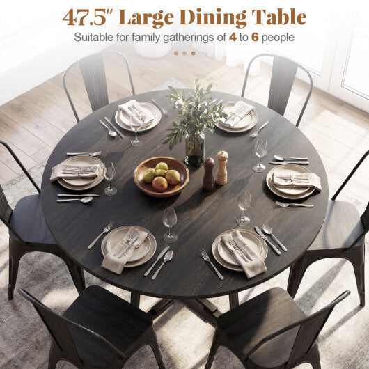 Round Dining Table for 4-6 with Storage Shelf and Metal Legs-Gray LuxuryLifeWay Online Store