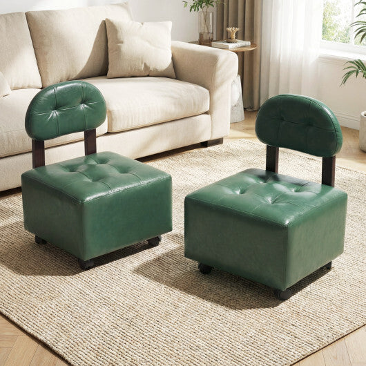Small Rolling Footrest Stools Set of 2 with Lockable Wheels-Green LuxuryLifeWay Online Store