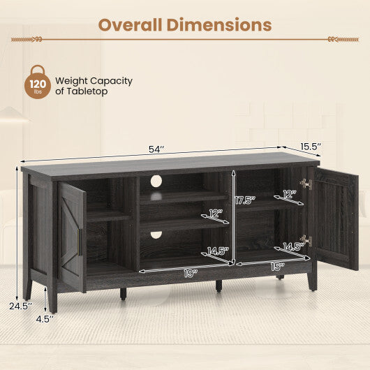 Farmhouse TV Stand for TVs up to 65 Inch Entertainment Center with 2 Storage Cabinets-Gray LuxuryLifeWay Online Store