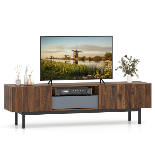 Modern Mid Century TV Cabinetfor TVs up to 82" with Drawer-Walnut LuxuryLifeWay Online Store