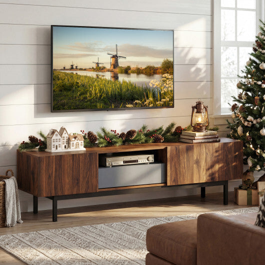 Modern Mid Century TV Cabinetfor TVs up to 82" with Drawer-Walnut LuxuryLifeWay Online Store