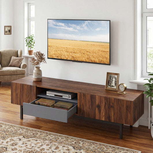 Modern Mid Century TV Cabinetfor TVs up to 82" with Drawer-Walnut LuxuryLifeWay Online Store