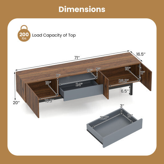 Modern Mid Century TV Cabinetfor TVs up to 82" with Drawer-Walnut LuxuryLifeWay Online Store