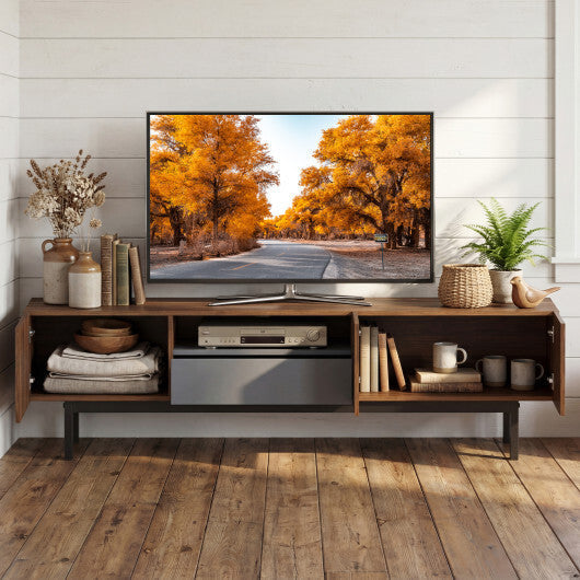 Modern Mid Century TV Cabinetfor TVs up to 82" with Drawer-Walnut LuxuryLifeWay Online Store