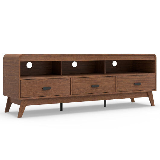 Mid Century Modern TV Stand for TVs up to 70" with 3 Storage Drawers and Open Shelves-Walnut LuxuryLifeWay Online Store