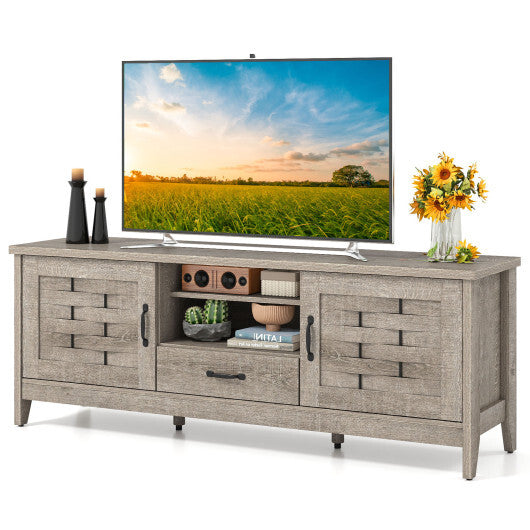 Farmhouse TV Stand for 65 Inch TVs with 2 Woven Accent Doors and 3 Adjustable Shelves-Rustic Brown LuxuryLifeWay Online Store
