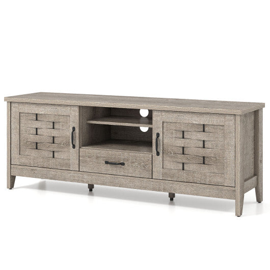 Farmhouse TV Stand for 65 Inch TVs with 2 Woven Accent Doors and 3 Adjustable Shelves-Rustic Brown LuxuryLifeWay Online Store