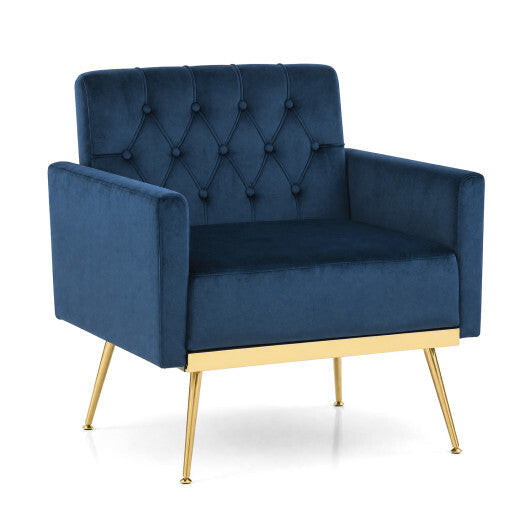 Modern Velvet Upholstered Accent Chair with Button-Tufted Back and Adjustable Feet-Gray LuxuryLifeWay Online Store
