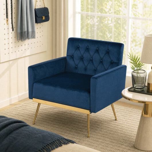 Modern Velvet Upholstered Accent Chair with Button-Tufted Back and Adjustable Feet-Gray LuxuryLifeWay Online Store