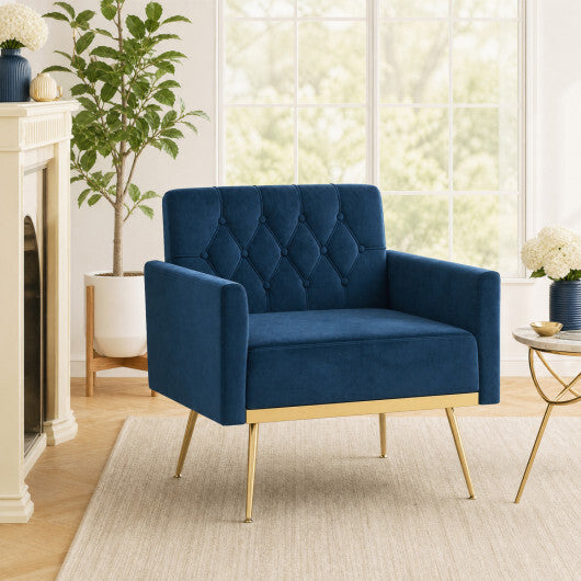 Modern Velvet Upholstered Accent Chair with Button-Tufted Back and Adjustable Feet-Gray LuxuryLifeWay Online Store