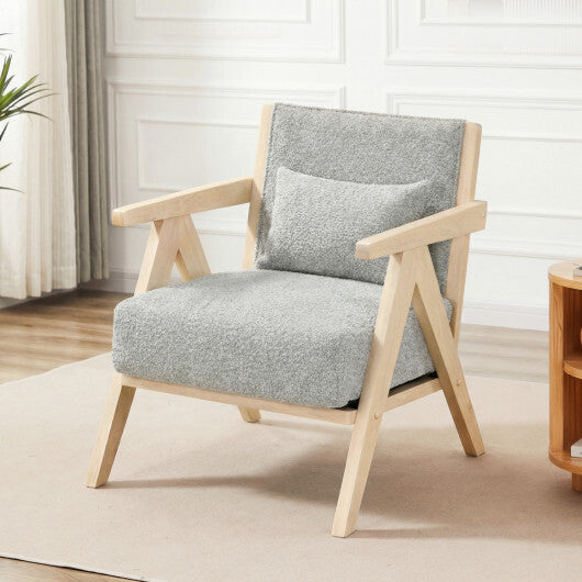 Mid-Century Modern Accent Chair Artificial Leather Sofa Chair with Rubber Wood Frame-Brown LuxuryLifeWay Online Store