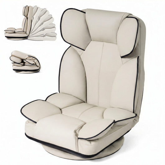 360 Degree Swivel Floor Gaming Chair with 6-Position Adjustable Backrest and Sponge Filling-Gray LuxuryLifeWay Online Store