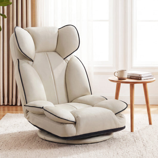 360 Degree Swivel Floor Gaming Chair with 6-Position Adjustable Backrest and Sponge Filling-Gray LuxuryLifeWay Online Store