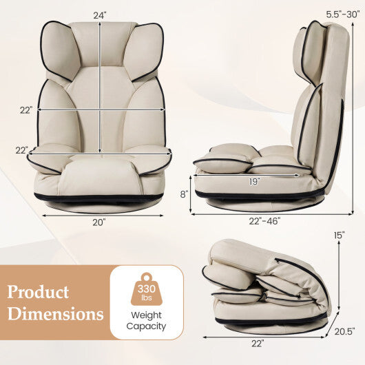 360 Degree Swivel Floor Gaming Chair with 6-Position Adjustable Backrest and Sponge Filling-Gray LuxuryLifeWay Online Store