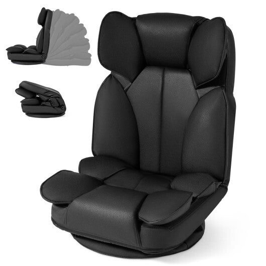 360 Degree Swivel Floor Gaming Chair with 6-Position Adjustable Backrest and Sponge Filling-Gray LuxuryLifeWay Online Store