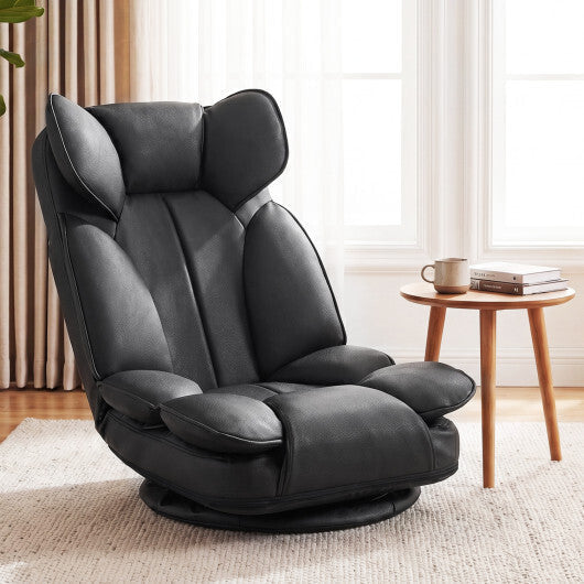 360 Degree Swivel Floor Gaming Chair with 6-Position Adjustable Backrest and Sponge Filling-Gray LuxuryLifeWay Online Store