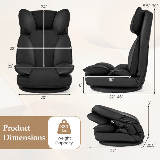 360 Degree Swivel Floor Gaming Chair with 6-Position Adjustable Backrest and Sponge Filling-Gray LuxuryLifeWay Online Store