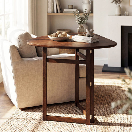 Foldable Dining Table 31.5" Triangular Small Kitchen Table for 2-Walnut LuxuryLifeWay Online Store