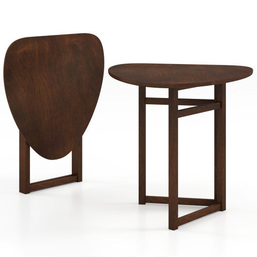 Foldable Dining Table 31.5" Triangular Small Kitchen Table for 2-Walnut LuxuryLifeWay Online Store