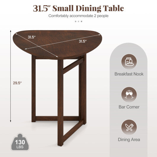 Foldable Dining Table 31.5" Triangular Small Kitchen Table for 2-Walnut LuxuryLifeWay Online Store