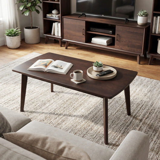 Solid Wood Modern Coffee Table with Tapered Legs-Walnut LuxuryLifeWay Online Store