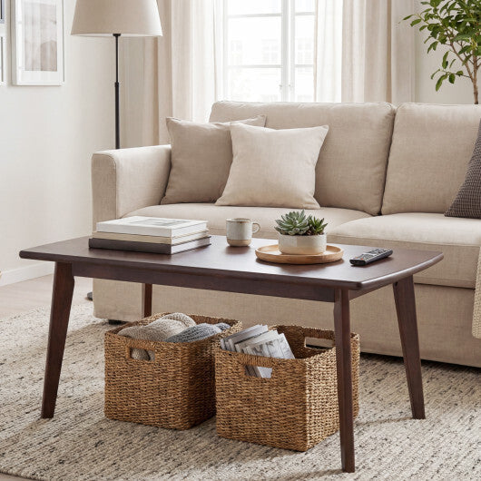 Solid Wood Modern Coffee Table with Tapered Legs-Walnut LuxuryLifeWay Online Store