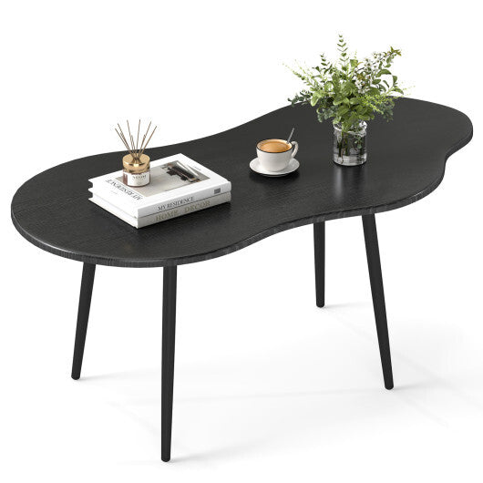 Cloud Shape Coffee Table 39.5 inch Irregular Center Table with Metal Frame-Black LuxuryLifeWay Online Store