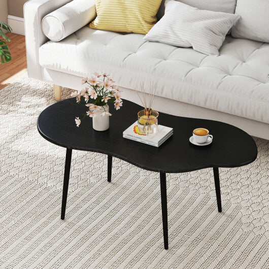 Cloud Shape Coffee Table 39.5 inch Irregular Center Table with Metal Frame-Black LuxuryLifeWay Online Store