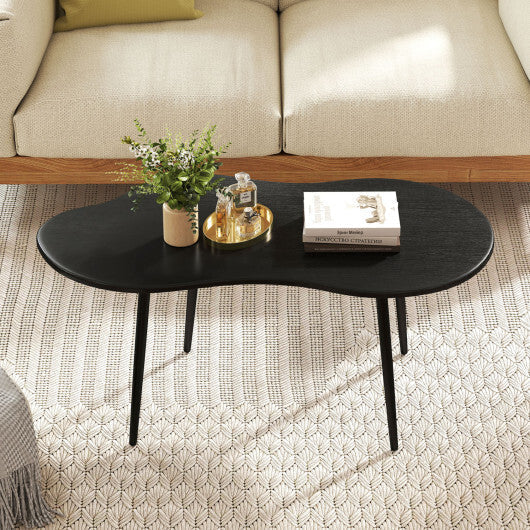 Cloud Shape Coffee Table 39.5 inch Irregular Center Table with Metal Frame-Black LuxuryLifeWay Online Store
