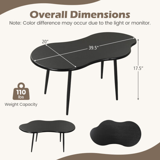 Cloud Shape Coffee Table 39.5 inch Irregular Center Table with Metal Frame-Black LuxuryLifeWay Online Store