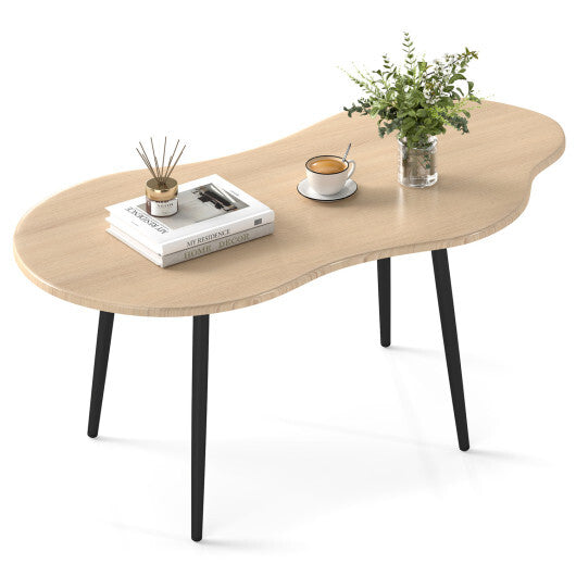 Cloud Shape Coffee Table 39.5 inch Irregular Center Table with Metal Frame-Black LuxuryLifeWay Online Store