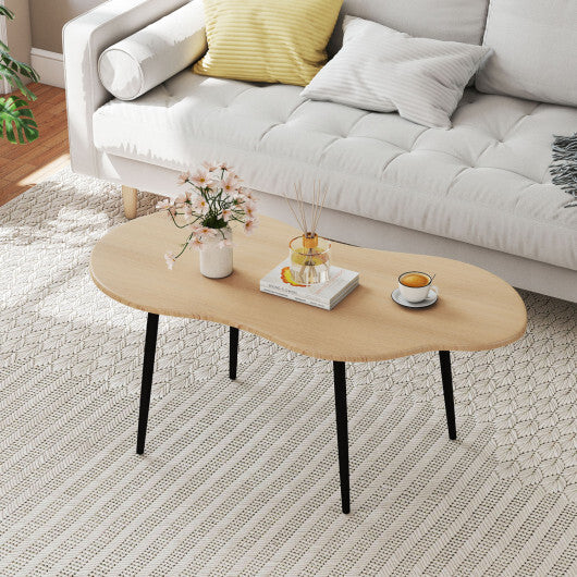 Cloud Shape Coffee Table 39.5 inch Irregular Center Table with Metal Frame-Black LuxuryLifeWay Online Store