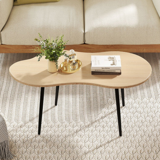 Cloud Shape Coffee Table 39.5 inch Irregular Center Table with Metal Frame-Black LuxuryLifeWay Online Store