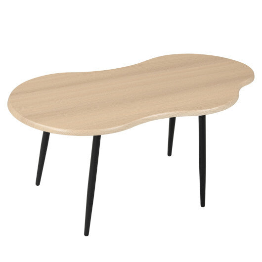 Cloud Shape Coffee Table 39.5 inch Irregular Center Table with Metal Frame-Black LuxuryLifeWay Online Store
