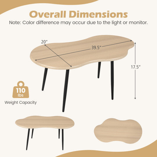 Cloud Shape Coffee Table 39.5 inch Irregular Center Table with Metal Frame-Black LuxuryLifeWay Online Store